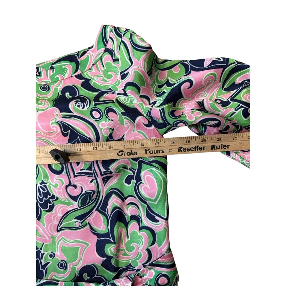 Lilly Pulitzer Lime Green and‎ Pink Retro Belted Dress Women's Sz 4 - Picture 4 of 5